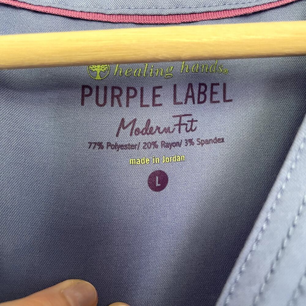 Healing Hands Purple Label Scrub Top Large Blue Women Modern Fit Stretch 2167 - Picture 3 of 7